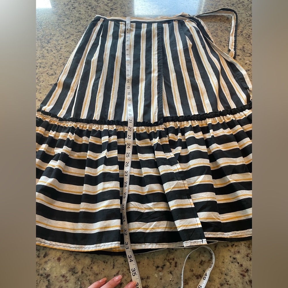 Who What Wear Black/White/yellow 100% cotton Striped midi skirt SZ8 - Picture 6 of 8